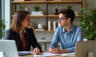 Consultation meeting between HR consultant and client